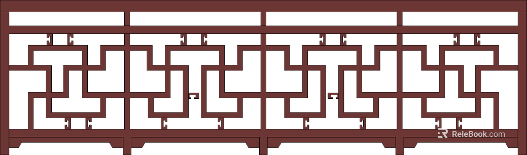 Chinese-style red-brown wood carved door and window partition texture