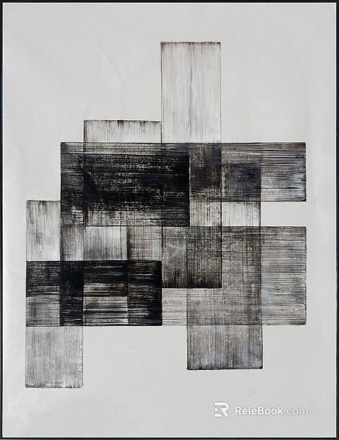 Black and white abstract painting living room decor art texture