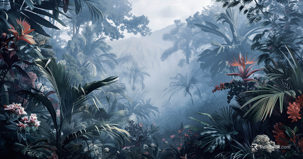 European Literary Plants Tropical Rainforest Wallpaper texture