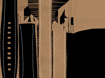 Black and brown two-tone stitched leather strap fabric texture (ID:ffaeh943274)