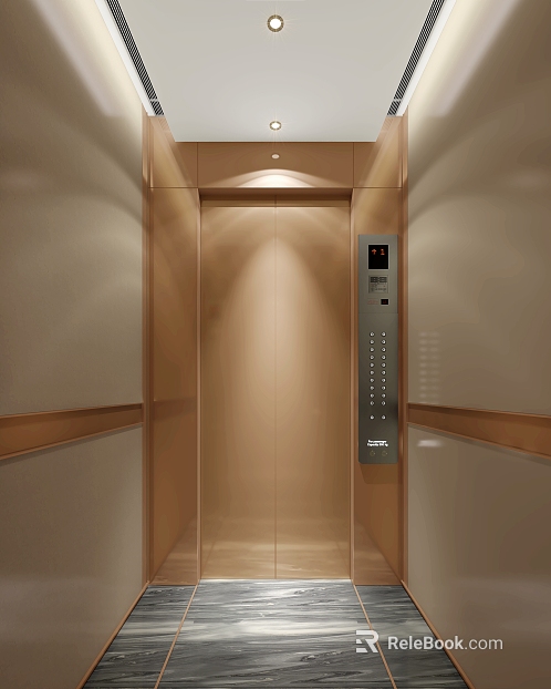 Light Luxury Gold Metal Elevator Interior texture