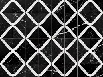 Modern Middle Ancient Style Black and White Stone Parquet Geometric Pattern Water Knife Stone Parquet Floor Tile Light Luxury Black and White Parquet Marble texture (ID:ffaeh315927)