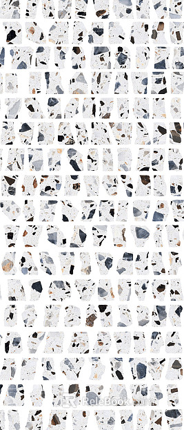 White background color irregular gravel terrazzo texture
