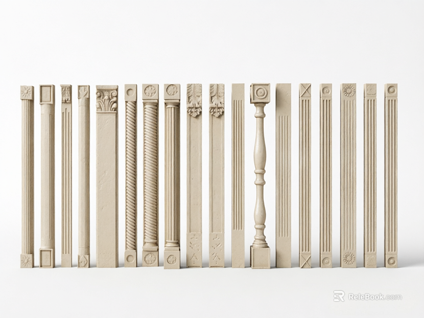 Beige European-style carved decorative column texture