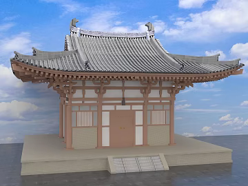 Chinese ancient temple building model texture (ID:ffaeh158121)