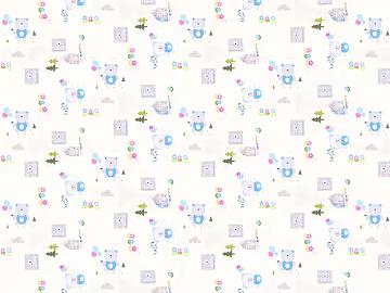 Light beige cartoon bear children's wallpaper 3d model