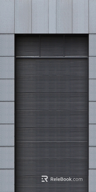 Black metal rolling shutter door shop facade texture