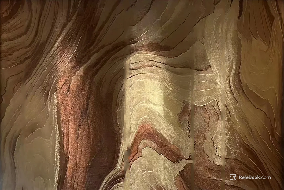 Brown yellow running water pattern marble wall surface texture