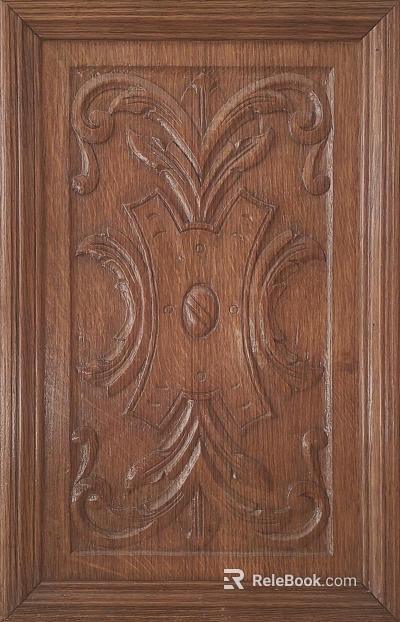 Retro Style Brown Wood Carved Cabinet Door Panel texture