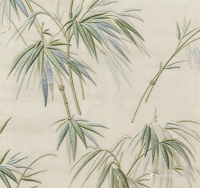 Pattern Cloth Pattern Oriental Blue Bamboo Leaf Embroidery Wallpaper Screen Hanging Picture texture