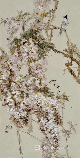 Chinese flower and bird painting texture