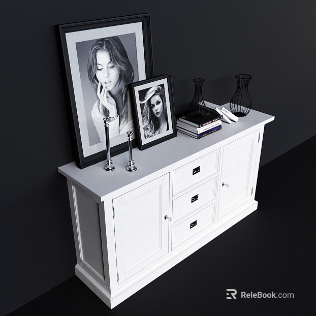 White American Style Solid Wood Sideboard Bedroom Storage Cabinet texture