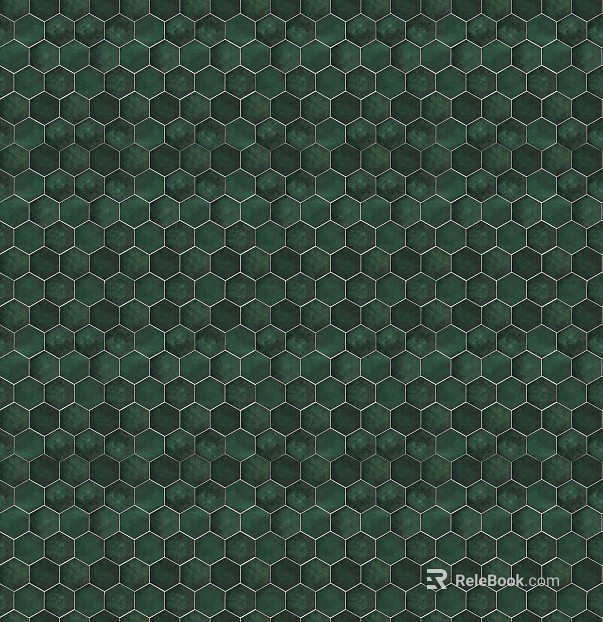 Hexagonal tile floor tile patchwork dark green seamless texture