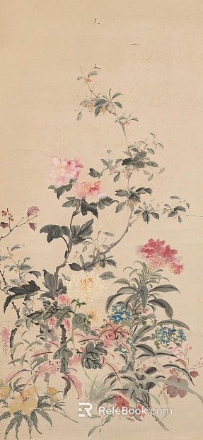 Chinese flower and bird painting texture