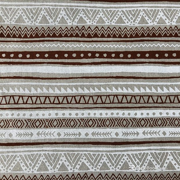 Ethnic Style Brown White Striped Fabric Soft Fabric texture