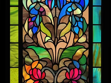 Vintage Sunflower Painted Glass texture (ID:ffach881290)