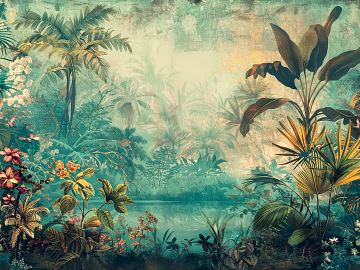 European Literary Plants Tropical Rainforest Wallpaper texture (ID:ffach661316)
