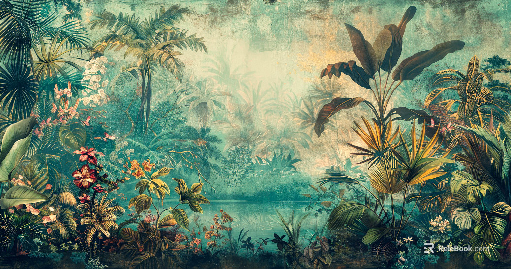 European Literary Plants Tropical Rainforest Wallpaper texture