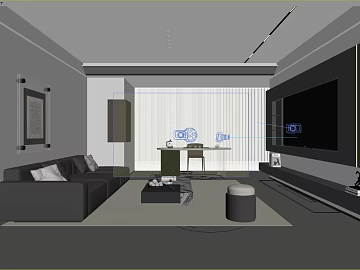 Modern minimalist guest restaurant scene 3d model