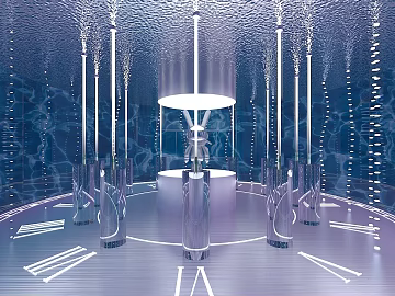 Sci-tech Wind Blue Silver Metal Exhibition Hall Scene texture (ID:ffaeh831164)