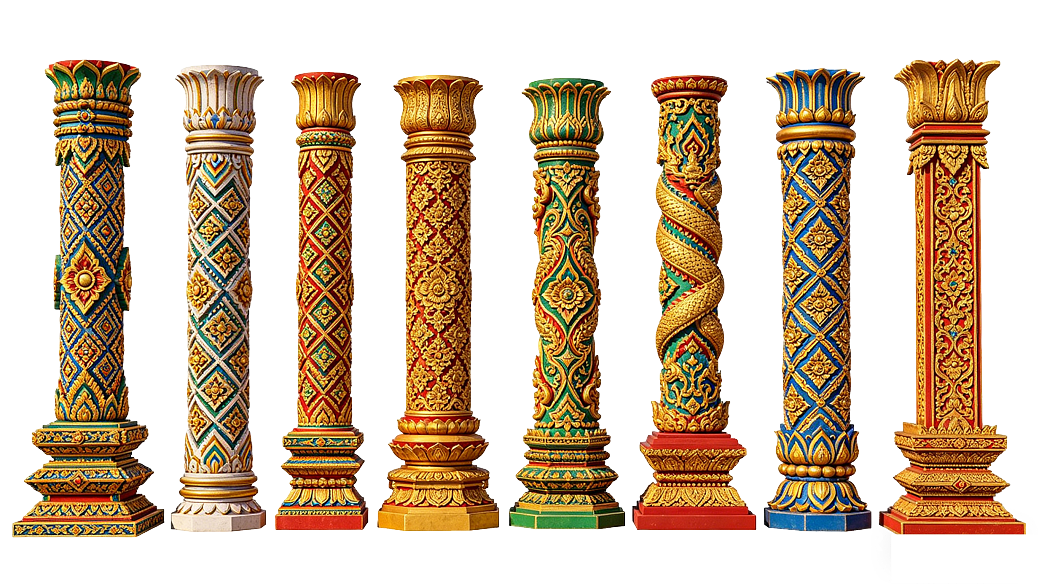 Southeast Asian Style Carved Decorative Column Temple Component texture
