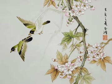 Chinese flower and bird painting texture (ID:ffach524450)