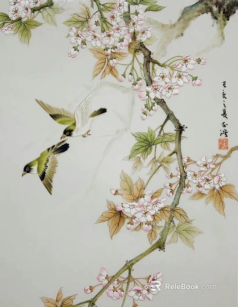 Chinese flower and bird painting texture