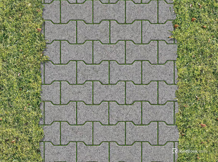 Outdoor grass-planting brick texture