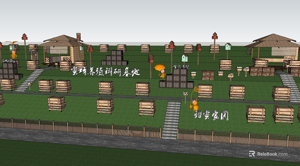 Scientific Research Scene of Log Color Bee Breeding texture