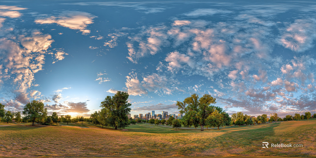 Dusk Sunset City Park Panorama HDR texture