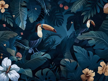 European Literary Plants Tropical Rainforest Wallpaper texture (ID:ffach407506)