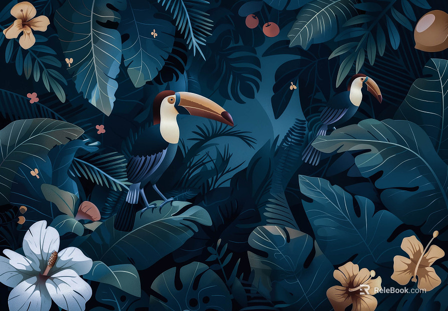 European Literary Plants Tropical Rainforest Wallpaper texture