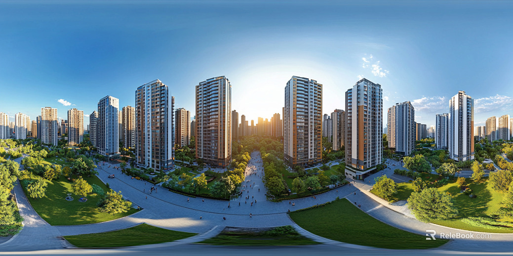 Modern Community Greening Water System Panoramic HDR texture