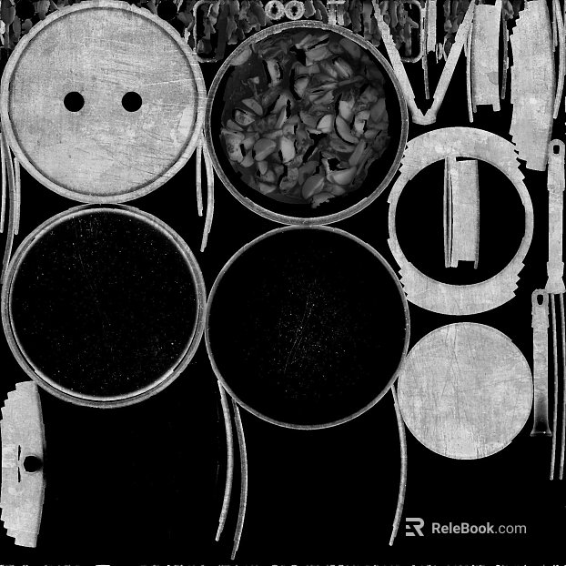 Black and white old metal decorative components texture