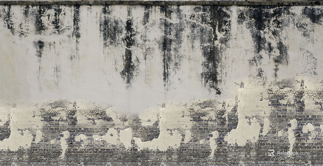 Brick wall white old latex paint texture