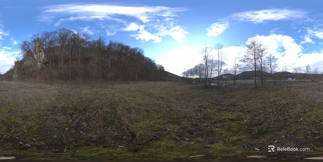 Outdoor Hillside Meadow Lake Blue Sky HDR texture
