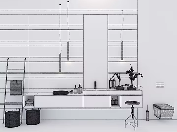 Very simple wind gray bathroom scene 3d model