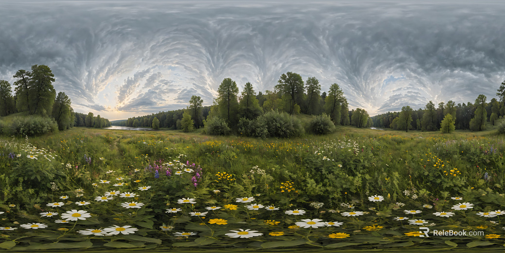 Outdoor Grassland Landscape Cloudy Daytime HDR texture