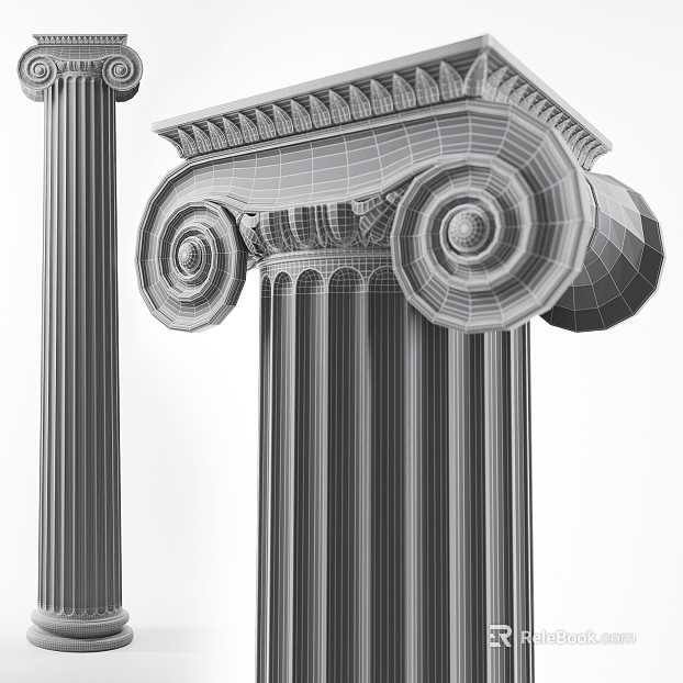 European-style light gray stone Roman column building components texture