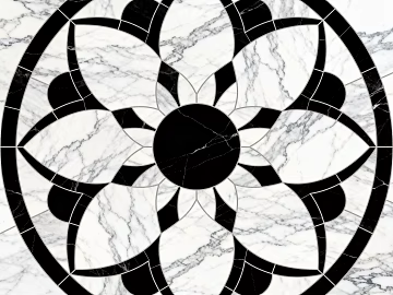 Modern Black and White Stone Parquet Flower Geometric Pattern Water Knife Cut Parquet Floor Tile Light Luxury Black and White Parquet Marble Black and White Stone Round Parquet Hallway Round Parquet 3d model