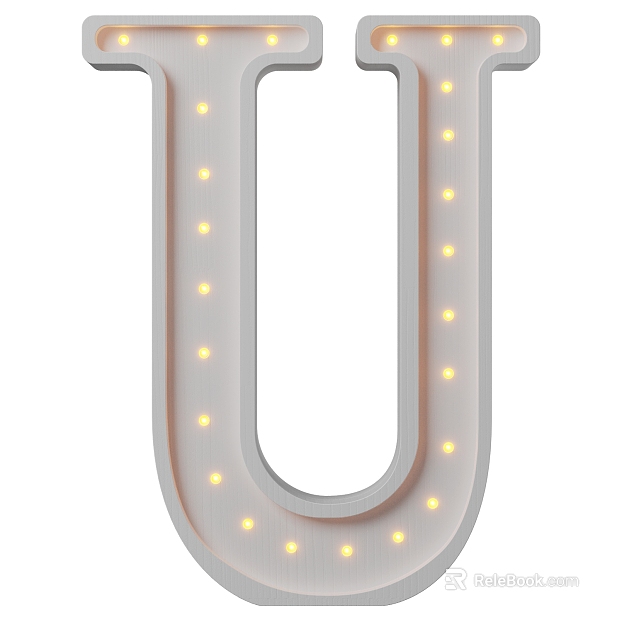 White Wood Luminous Letter U Decorative Word texture