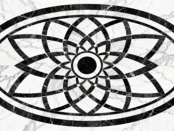 Modern Black and White Stone Parquet Flower Geometric Pattern Water Knife Stone Parquet Floor Tile Light Luxury Black and White Parquet Marble Black and White Stone Oval Parquet Porch Stone Parquet texture (ID:ffaeh357927)