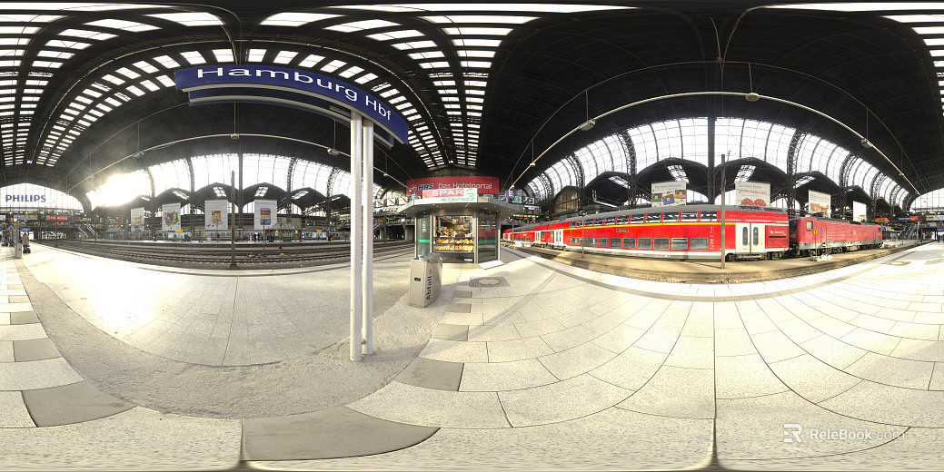 Train platform convenience store daytime HDR texture