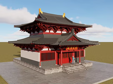 Chinese Ancient Style Temple Ancient Architecture Scene texture (ID:ffaeh987194)