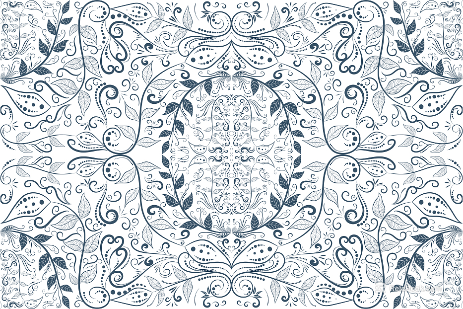 Characteristics of exotic ethnic plants flowers and birds decorative pattern pattern shading texture