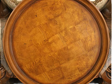 Brown yellow solid wood panel round table top 3d model