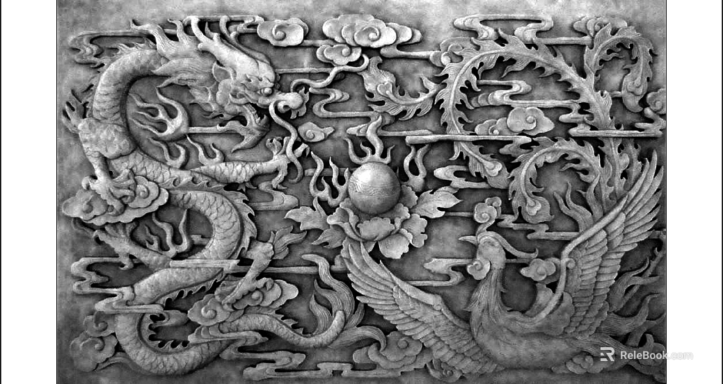 relief phoenix black and white texture