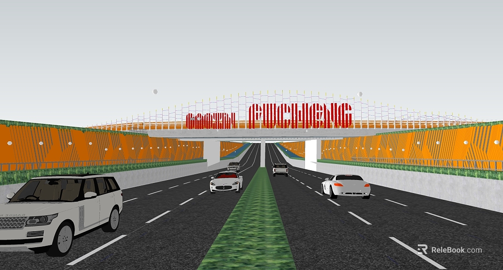 Scene diagram of modern city tunnel and highway texture