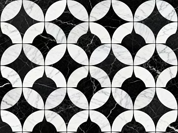 Modern Middle Ancient Style Black and White Stone Parquet Geometric Pattern Water Knife Stone Parquet Floor Tile Light Luxury Black and White Parquet Marble texture (ID:ffaeh712227)
