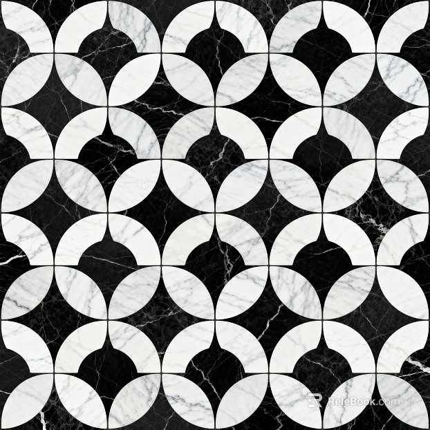 Modern Middle Ancient Style Black and White Stone Parquet Geometric Pattern Water Knife Stone Parquet Floor Tile Light Luxury Black and White Parquet Marble texture